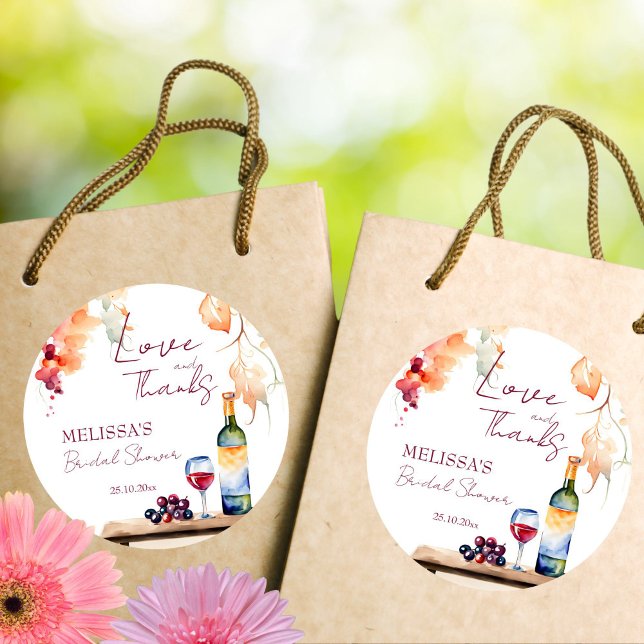 Vino before vows winery bridal shower favor classic round sticker (Vino before vows winery bridal shower favors thank you favor sticker )