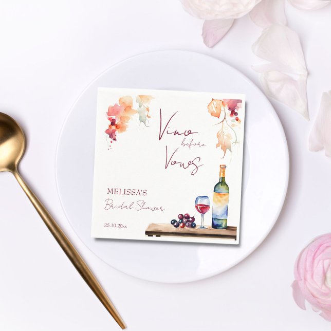 Vino before vows winery bridal shower printed napkins (Vino before vows winery vineyard bridal shower personalized monogram printed napkins table decor)