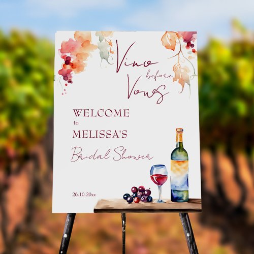 Vino before vows winery bridal shower welcome foam board