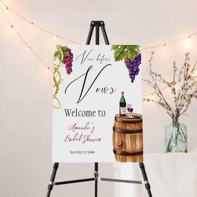 Vino Before Vows Winery Bridal Shower Welcome Foam Board (In Situ (Stand))