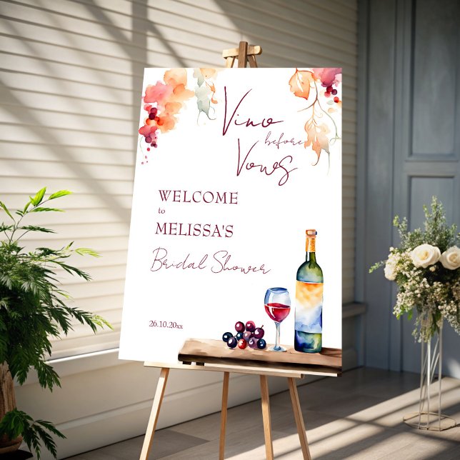 Vino before vows winery bridal shower welcome poster (Vino before vows winery bridal shower welcome sign poster template wine bridal shower entrance decor)