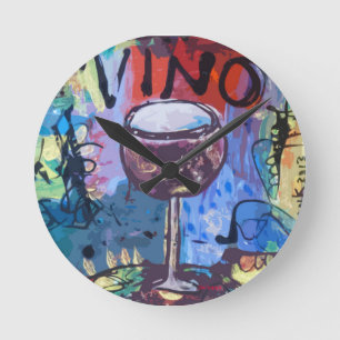 Vino Blues Round Clock