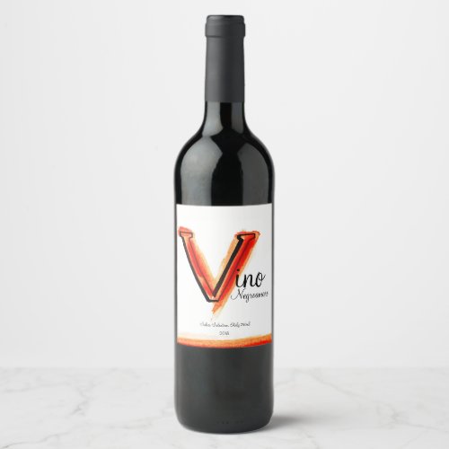 Vino Italian red wine V letter art label