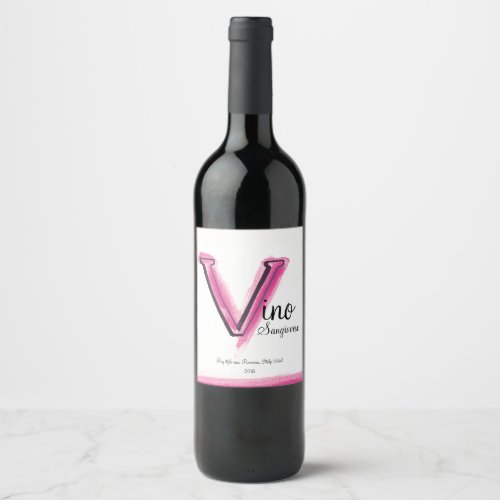 Vino Italian rose pink wine V letter art label