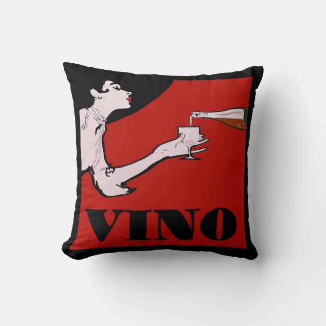 Vino Lady Throw Pillow (Front)