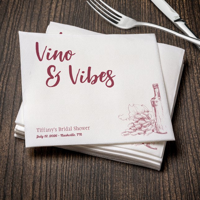 Vino & Vibes Bridal Shower Napkins (Creator Uploaded)
