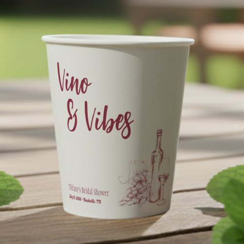 Vino & Vibes Bridal Shower Paper Cups