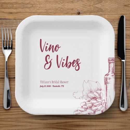 Vino & Vibes Bridal Shower Paper Plates