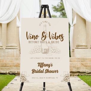Vino & Vibes Tan Brown Bridal Shower Foam Board