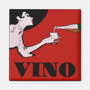 VINO- Vintage Lady Wine Poster Magnet