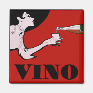 VINO- Vintage Lady Wine Poster Magnet