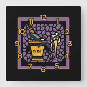 VINO Wall Clock in Stained Glass Look Art