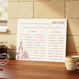Vino Wine Dark Red Recipe Card