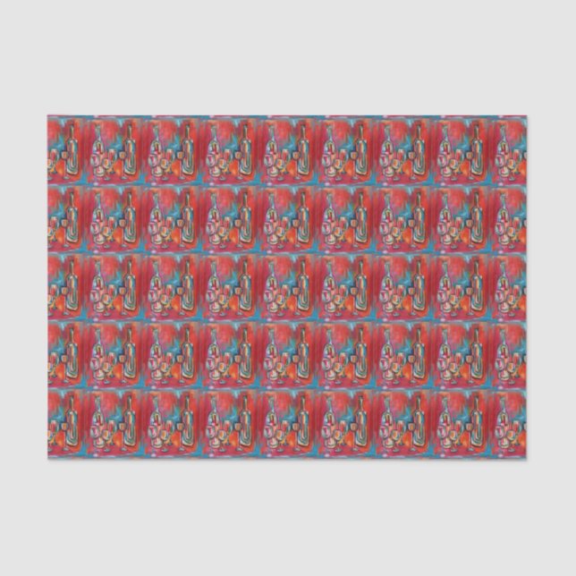 Vino Wine Glasses and Bottles Tissue Paper (Front)