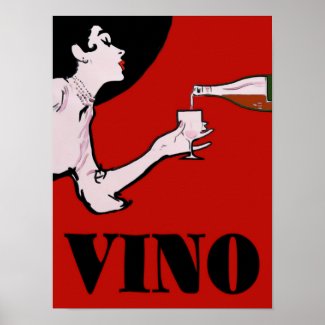 Vino- Wine Vintage Lady Posters