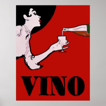 Vino- Wine Vintage Lady Posters by figstreetstudio at Zazzle