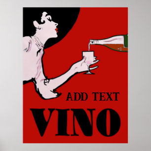 Vino- Wine Vintage Lady Posters