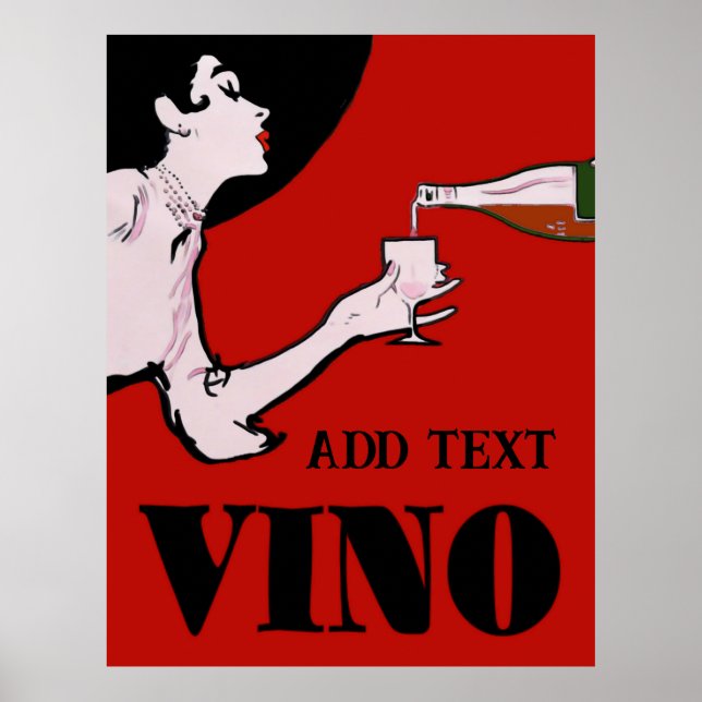Vino- Wine Vintage Lady Posters (Front)