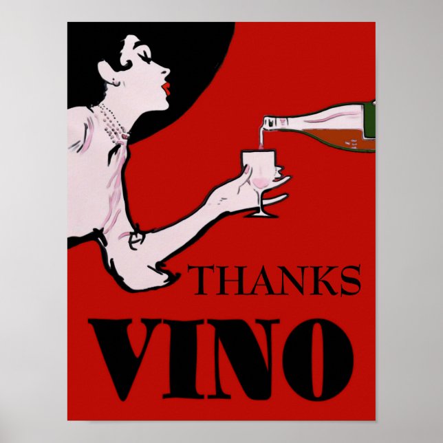 Vino- Wine Vintage Lady Posters, edit text, Poster (Front)
