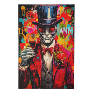 Vinous Vertebrae: The Skeleton's Salute -  Faux Canvas Print