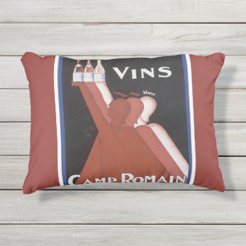 "vins Camp Romain" Vintage Wine Poster Art Print Outdoor Pillow by CreativeContribution at Zazzle