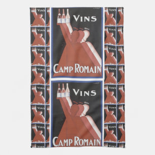 "Vins" vintage wine poster ad "Camp Romain" Towel