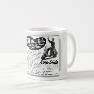 VINT. CUSHMAN SCOOTER AD 1930S NICE B/W COFFEE MUG