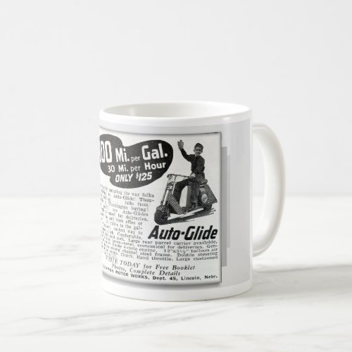 VINT CUSHMAN SCOOTER AD 1930S NICE BW COFFEE MUG