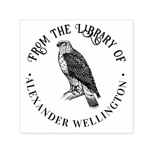 Vint Peregrine Falcon Perched 2 Library Book Name Self_inking Stamp