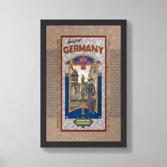 VINT 'RECYCLED ART' PRINT GERMANY TRAVEL (Framed Front)
