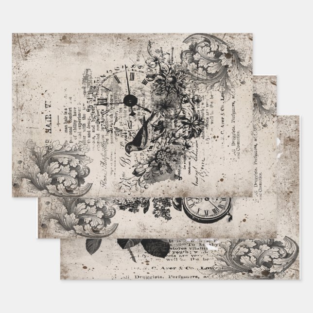 Vintaage elagance collection wrapping paper sheets (Set)