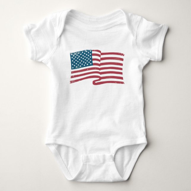 Vintag American flag Baby Bodysuit (Front)