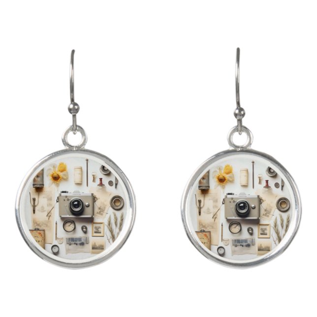 Vintag Camera and Trinkets Earrings (Front)