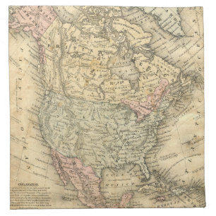 Vintag Map Print of North America Napkin