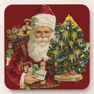 Vintag Santa With Gifts Set of Cork Coasters