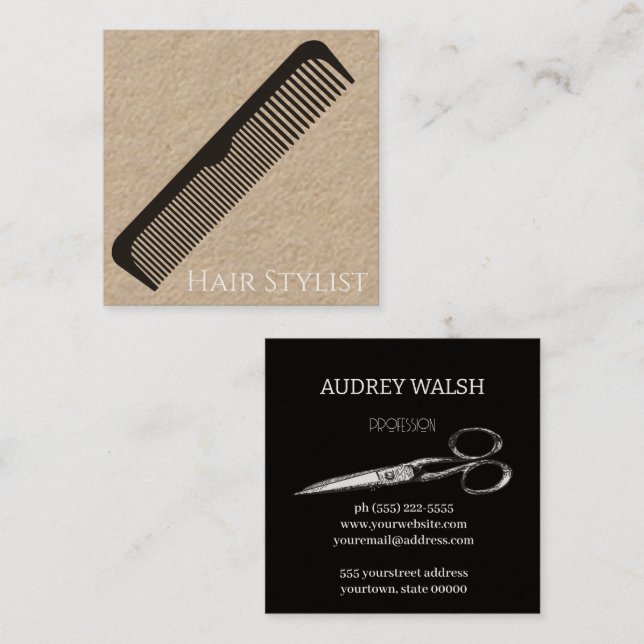 Vintag simple  black  square business card (Front/Back)