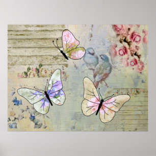 Vintag with butterflies poster