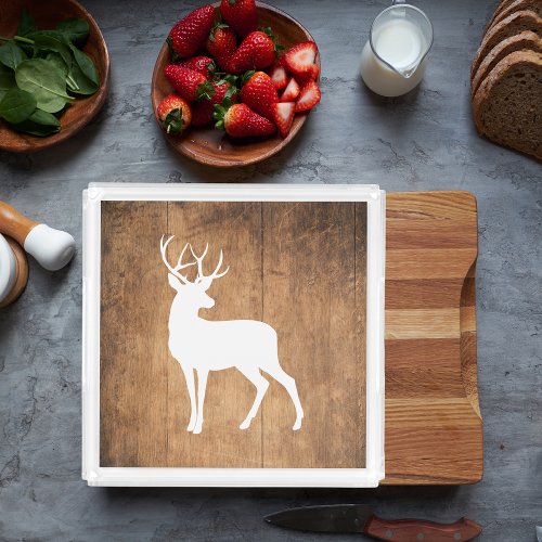 Vintaga Beauty Wood  Deer  Acrylic Tray