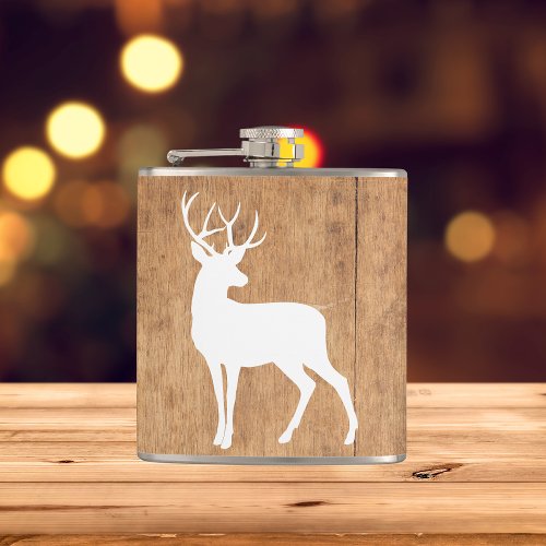 Vintaga Beauty Wood  Deer  Flask