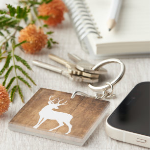 Vintaga Beauty Wood & Deer Keychain