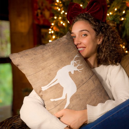 Vintaga Beauty Wood  Deer  Lumbar Pillow