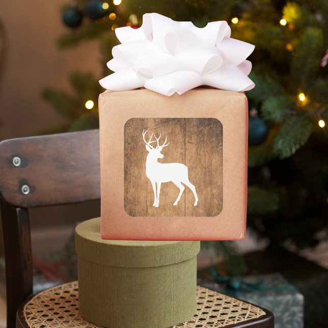 Vintaga Beauty Wood & Deer  Square Sticker (Creator Uploaded)