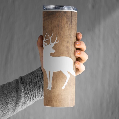 Vintaga Beauty Wood  Deer  Thermal Tumbler