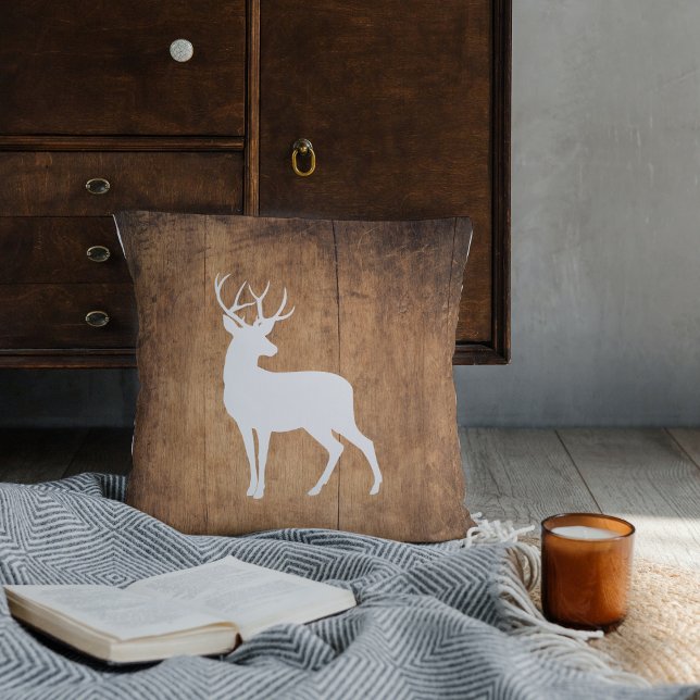 Vintaga Beauty Wood & Deer  Throw Pillow (Creator Uploaded)