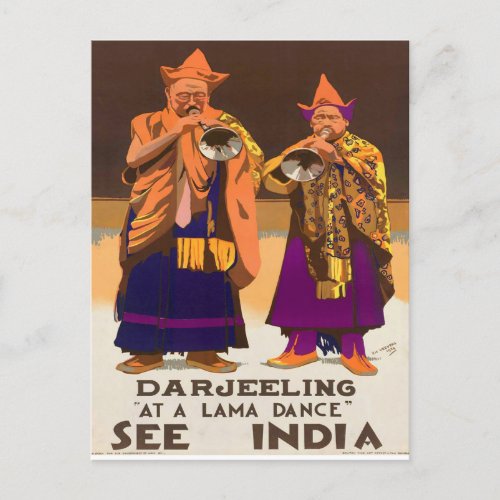 Vintage1934 See India Darjeeling Lama Dance Travel Postcard