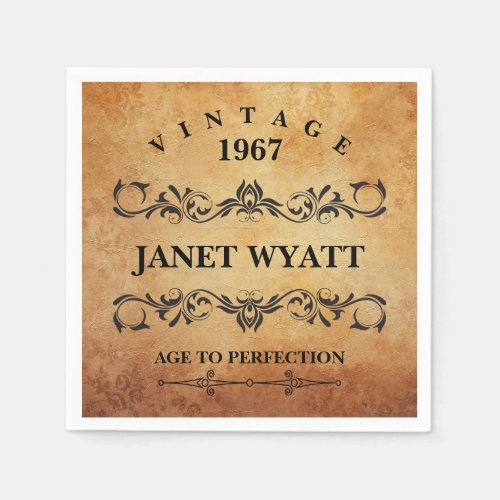 Vintage 00th Birthday Design Paper Napkins