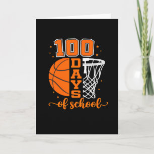 Vintage 100 Days Of School Basketball Sports Fun Card