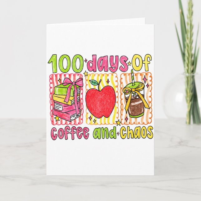 Vintage 100 Days Of School Rainbow Crayon  Card (Front)