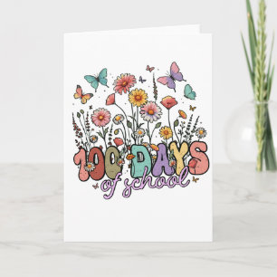 Vintage 100 Days School Garden Butterflies Design Card