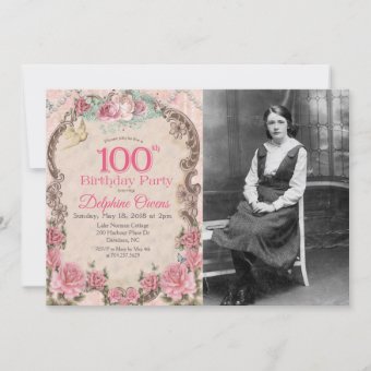 Vintage 100th Centenarian Birthday Invitation | Zazzle